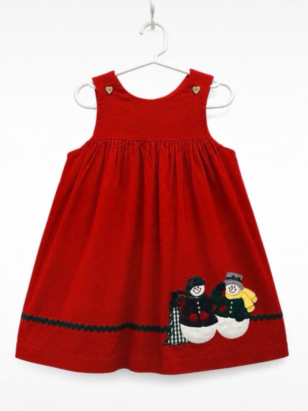 Vintage 90s Red Corduroy Snowman
Christmas Jumper Dress Toddler Girl Size 4T